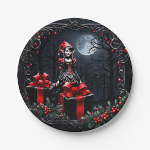 Cute Gothic Christmas Elf. Paper Plates