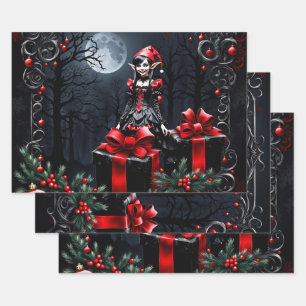 Cute Gothic Christmas Elf. Wrapping Paper Sheets