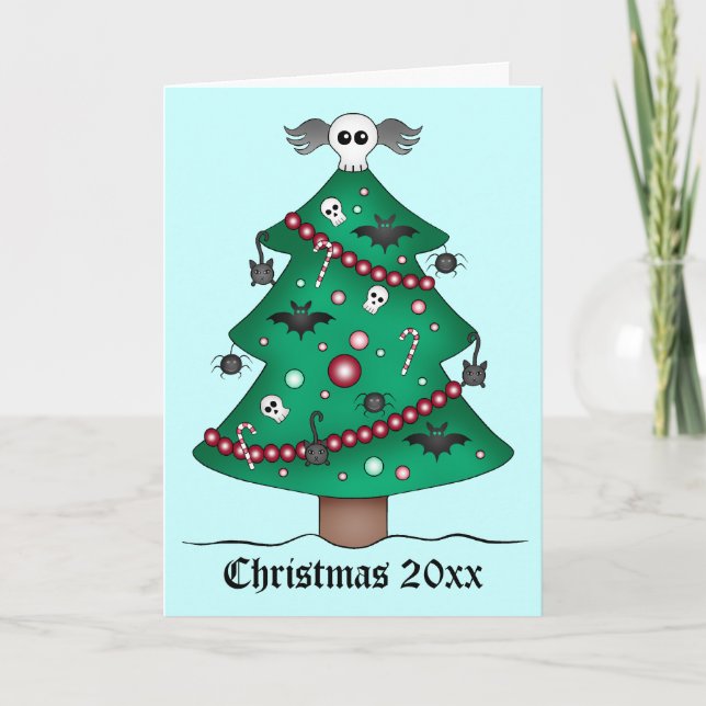 Cute Gothic Christmas tree Holiday Card (Front)