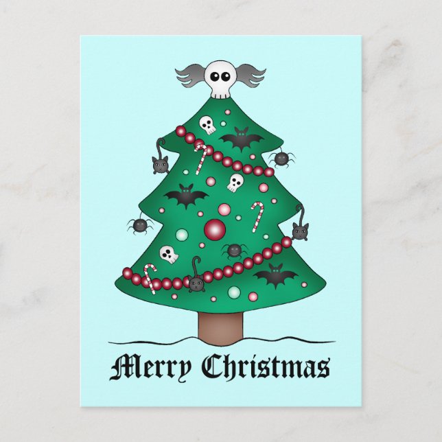 Cute Gothic Christmas tree Holiday Postcard (Front)
