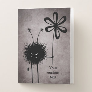 Cute gothic cool evil character vintage grunge pocket folder