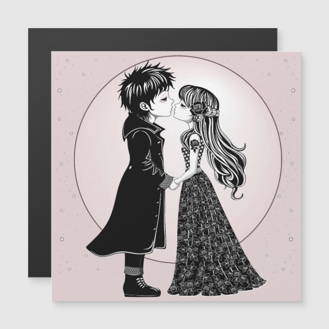 Cute Gothic Emo Kids Kiss Valentine's Day  (Front/Back)