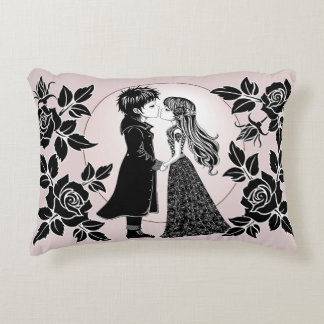 Cute Gothic Emo Kids Kiss Valentine's Day Accent Pillow