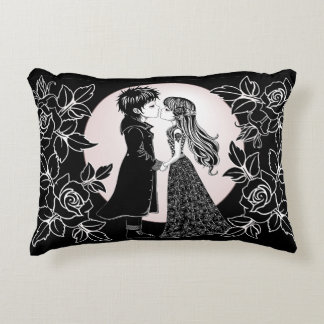 Cute Gothic Emo Kids Kiss Valentine's Day Accent Pillow