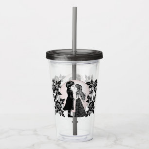 Cute Gothic Emo Kids Kiss Valentine's Day Acrylic Tumbler
