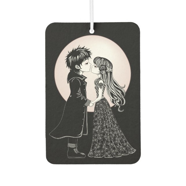 Cute Gothic Emo Kids Kiss Valentine's Day  Air Freshener (Front)