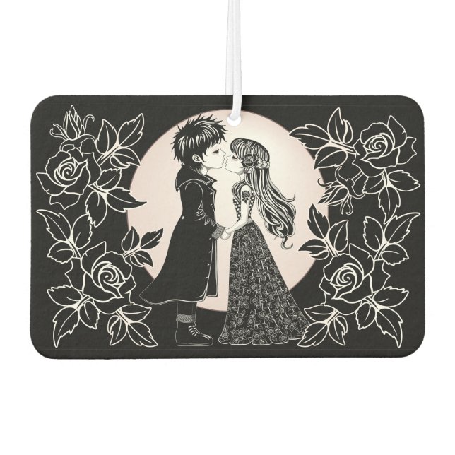 Cute Gothic Emo Kids Kiss Valentine's Day  Air Freshener (Front)