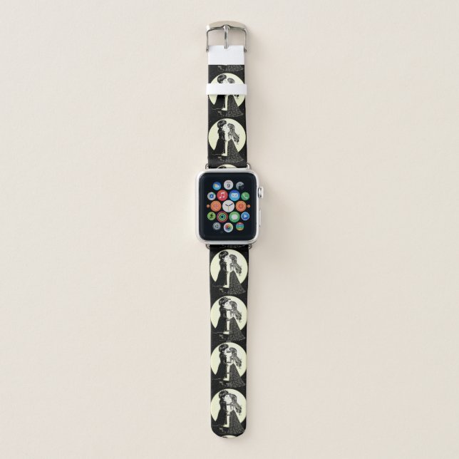 Cute Gothic Emo Kids Kiss Valentine's Day  Apple Watch Band (Front)