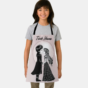 Cute Gothic Emo Kids Kiss Valentine's Day Apron