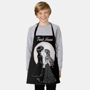 Cute Gothic Emo Kids Kiss Valentine's Day  Apron