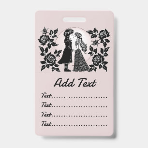 Cute Gothic Emo Kids Kiss Valentine's Day Badge