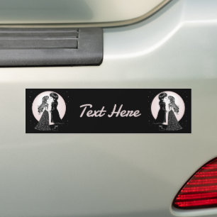 Cute Gothic Emo Kids Kiss Valentine's Day Bumper Sticker