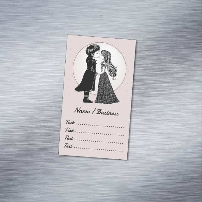 Cute Gothic Emo Kids Kiss Valentine's Day  Business Card Magnet (In Situ)