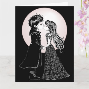 Cute Gothic Emo Kids Kiss Valentine's Day  Card