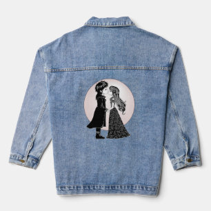 Cute Gothic Emo Kids Kiss Valentine's Day Denim Jacket