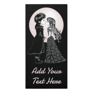 Cute Gothic Emo Kids Kiss Valentine's Day Door Sign