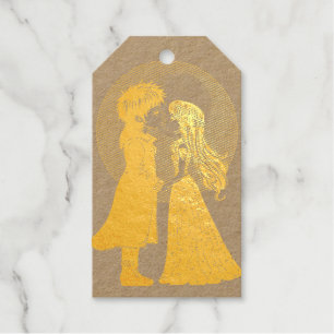Cute Gothic Emo Kids Kiss Valentine's Day  Foil Gift Tags