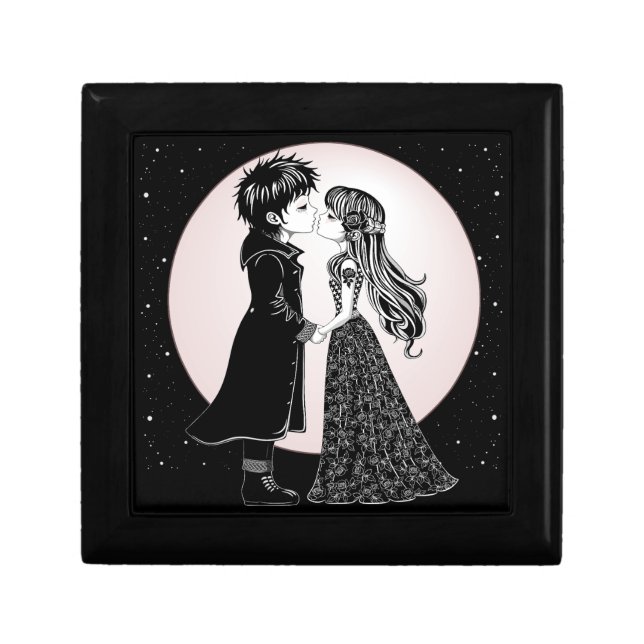 Cute Gothic Emo Kids Kiss Valentine's Day  Gift Box (Front)