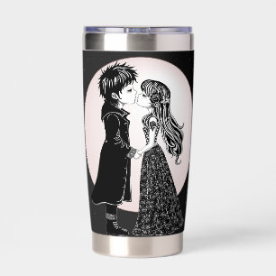 Cute Gothic Emo Kids Kiss Valentine's Day Insulated Tumbler