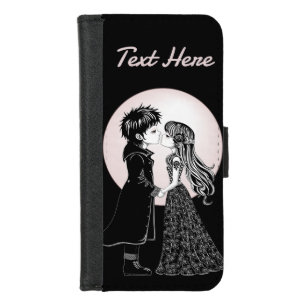 Cute Gothic Emo Kids Kiss Valentine's Day  iPhone 8/7 Wallet Case