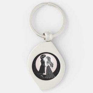 Cute Gothic Emo Kids Kiss Valentine's Day Keychain
