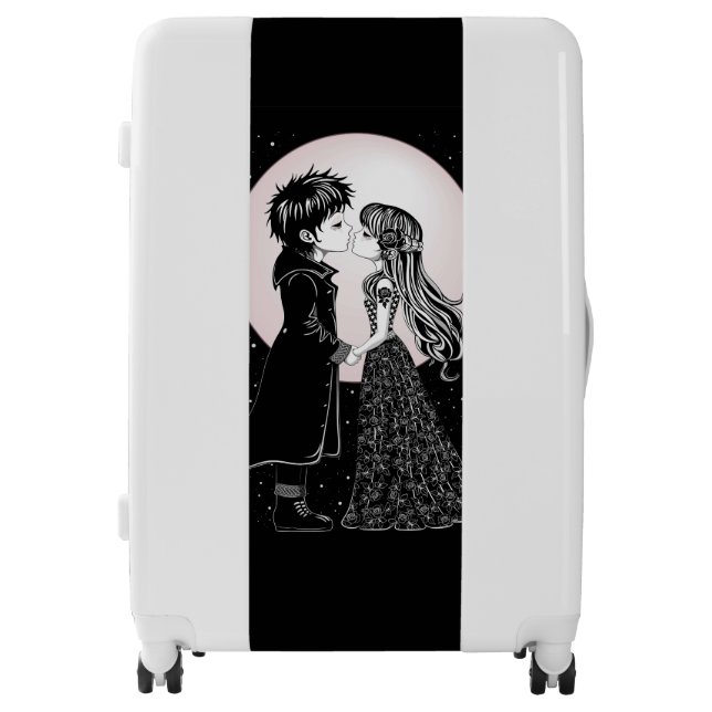 Cute Gothic Emo Kids Kiss Valentine's Day  Luggage (Front)