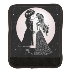 Cute Gothic Emo Kids Kiss Valentine's Day  Luggage Handle Wrap