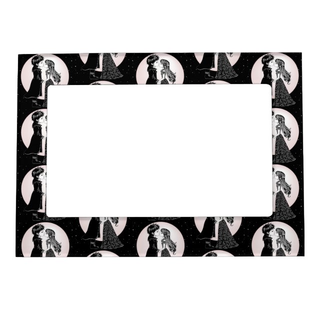 Cute Gothic Emo Kids Kiss Valentine's Day  Magnetic Frame (Front)