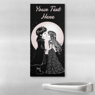 Cute Gothic Emo Kids Kiss Valentine's Day Magnetic Notepad