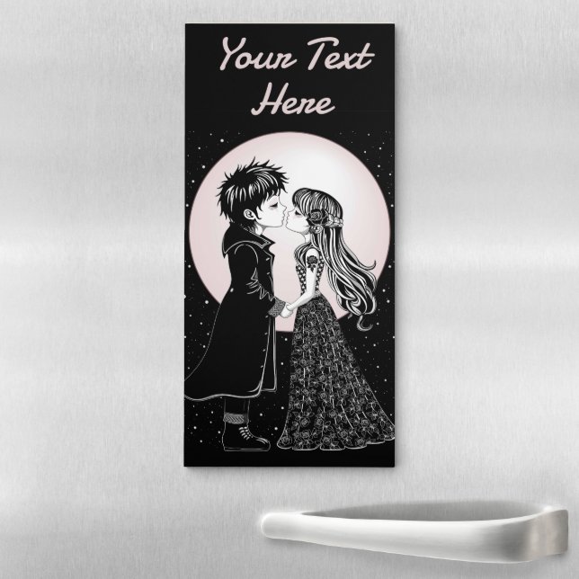 Cute Gothic Emo Kids Kiss Valentine's Day  Magnetic Notepad (In Situ)