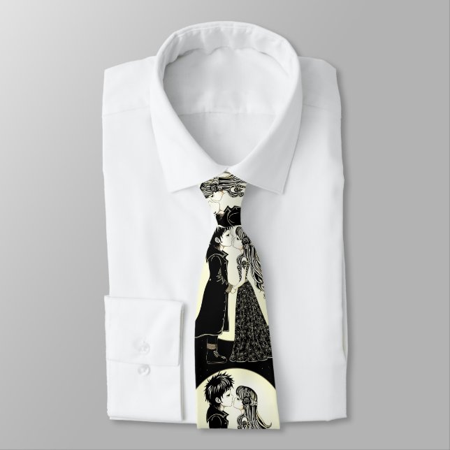 Cute Gothic Emo Kids Kiss Valentine's Day  Neck Tie (Tied)
