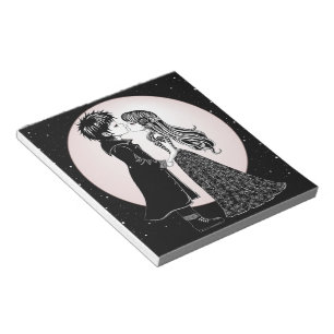 Cute Gothic Emo Kids Kiss Valentine's Day Notepad