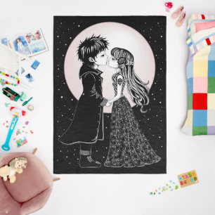 Cute Gothic Emo Kids Kiss Valentine's Day  Outdoor Rug