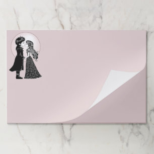 Cute Gothic Emo Kids Kiss Valentine's Day  Paper Pad