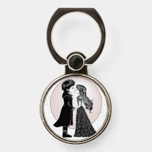 Cute Gothic Emo Kids Kiss Valentine's Day  Phone Ring Stand