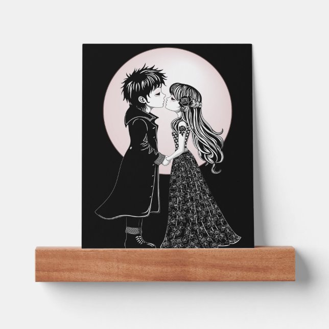 Cute Gothic Emo Kids Kiss Valentine's Day  Picture Ledge (Front)