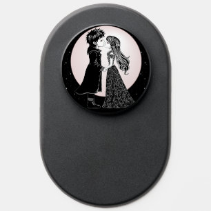 Cute Gothic Emo Kids Kiss Valentine's Day PopSocket