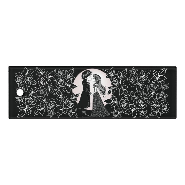 Cute Gothic Emo Kids Kiss Valentine's Day  Ruler (Front)