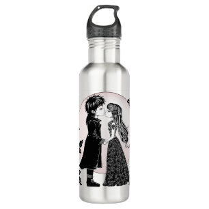 Cute Gothic Emo Kids Kiss Valentine's Day  Stainless Steel Water Bottle
