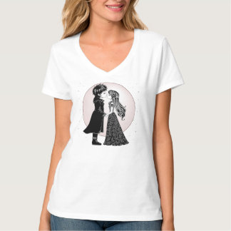 Cute Gothic Emo Kids Kiss Valentine's Day  T-Shirt