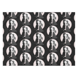 Cute Gothic Emo Kids Kiss Valentine's Day  Tablecloth