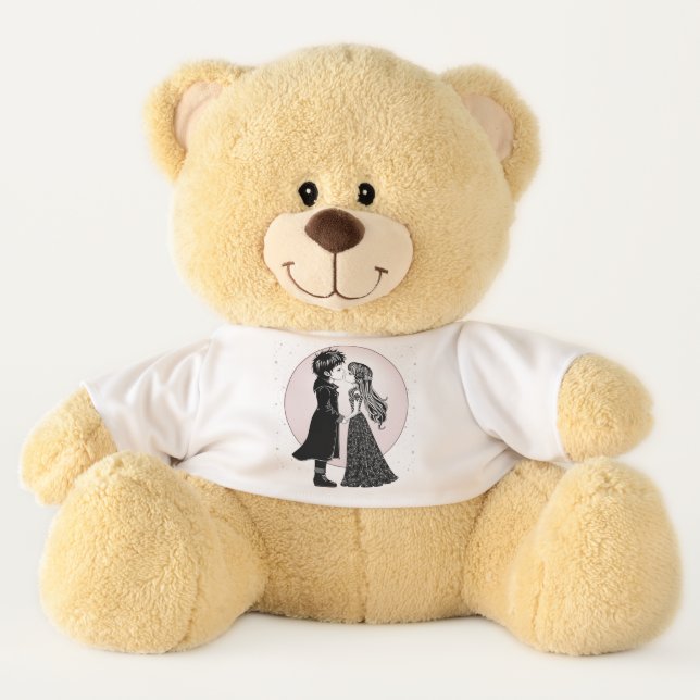Cute Gothic Emo Kids Kiss Valentine's Day  Teddy Bear (Front)