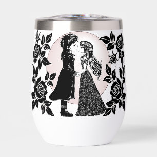 Cute Gothic Emo Kids Kiss Valentine's Day Thermal Wine Tumbler