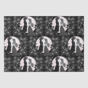 Cute Gothic Emo Kids Kiss Valentine's Day  Tissue Paper