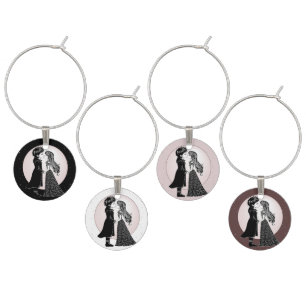 Cute Gothic Emo Kids Kiss Valentine's Day Wine Charm