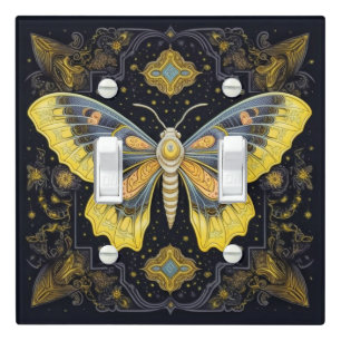 Cute Gothic Floating Butterfly Illustration Light Switch Cover