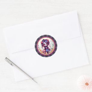 Cute Gothic Garden Sugar Skull Classic Round Sticker