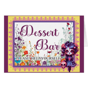 Cute Gothic Garden Sugar Skull Desert Bar Cards