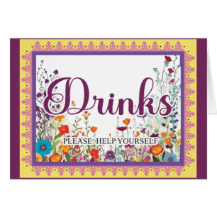 Cute Gothic Garden Sugar Skull Drinks Card