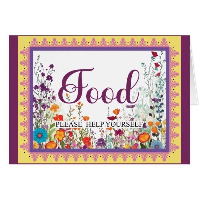 Cute Gothic Garden Sugar Skull Food Card (Front Horizontal)